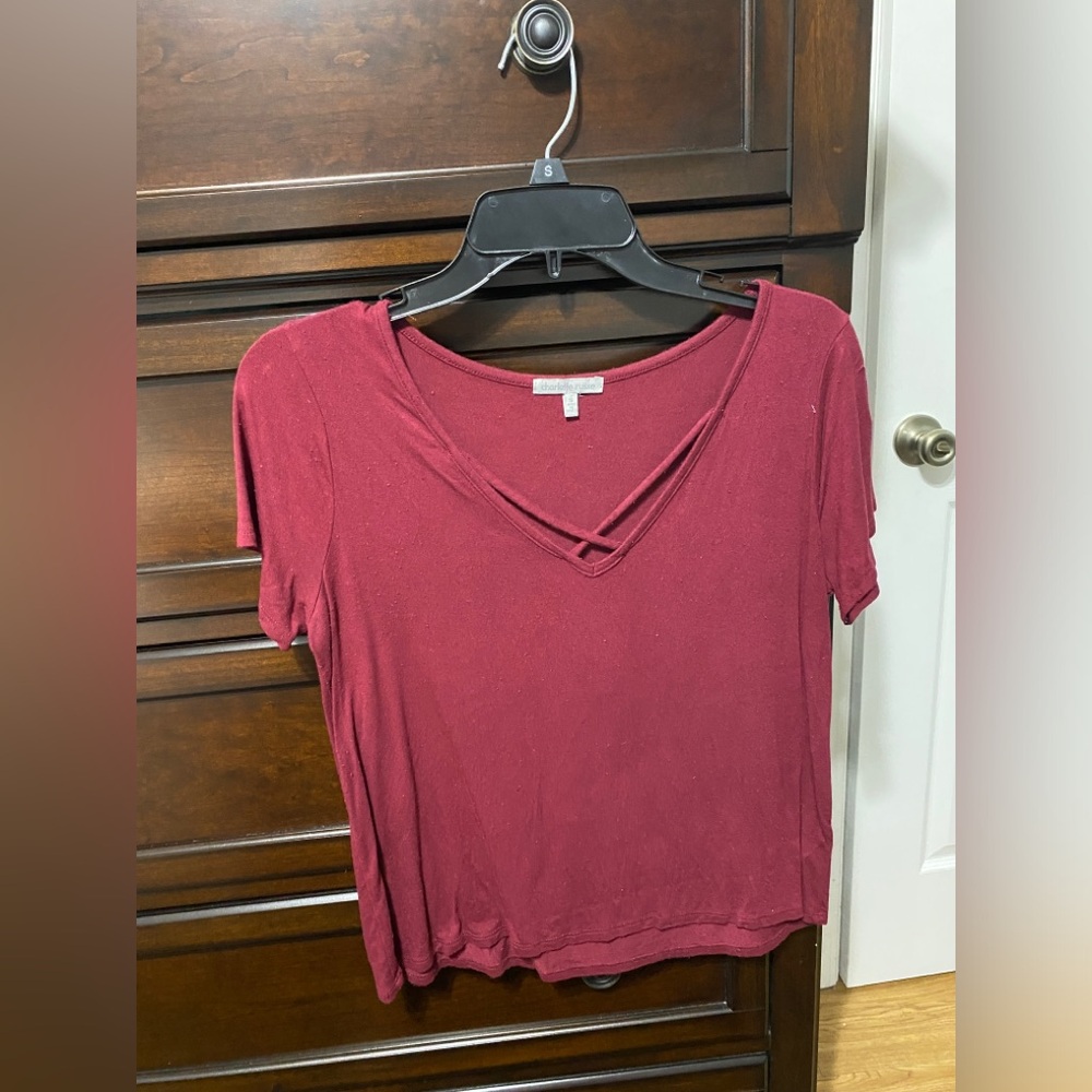 Burgundy/Wine Colored Short Sleeve Top